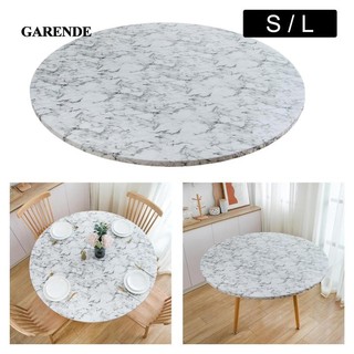 Garende Tròn Được Trang Bị Khăn Trải Bàn Vải Trắng Họa Tiết Đá Cẩm Thạch Bàn Có Thể Lau Được Cạnh Đàn Hồi Dầu Chống Thấm Nước Cho Bàn Sân
