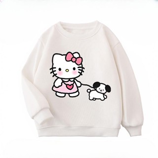  Dễ Thương Hello Kitty Bé Gái Màu Hồng Áo Khoác Trẻ Em Mới Quần Áo Trẻ Em Trung Học Nữ Cổ Tròn Áo Khoác Mùa Đông 