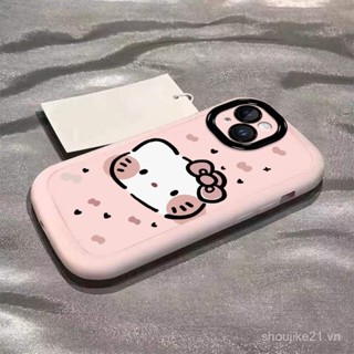 Ốp lưng Puff Ốp điện thoại di động 12mini hoạt hình 13Pro Hello Kitty 12mini dùng cho iPhone15/14promax Ốp điện thoại bạc màu cao cấp x/xr/xsmax cá tính 11 bao toàn bộ 78plus