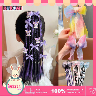  Sanrio Kuromi Nơ Phụ Kiện Tóc Giả Bím Tóc Giả Công Chúa Cosplay Dây Tóc Mũ Có Tóc Giả Bện Bướm Thắt Lưng Tua Rua Kẹp Tóc Trang Phục Halloween Tiệc Sinh Nhật Trẻ Em Quà Tặng 