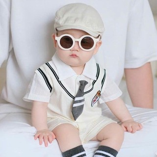 Bộ bodysuit ngắn tay Babyshop88vn cho bé trai bé gái M27.8.24-1 Jumpsuit - Mẫu công cà vạt - từ 0 đến 12 tháng tuổi
