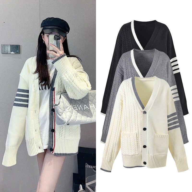 Áo khoác len cardigan , áo khoác len nữ sọc tay form rộng vải len thừng QCCC loại 1 phong cách Hàn Quốc không xù _RuBy
