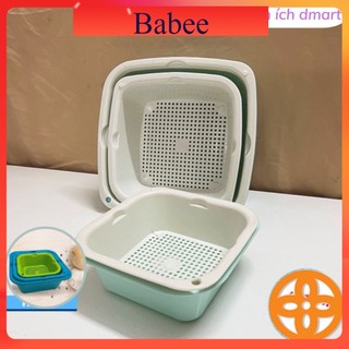 bộ rổ 6 món kèm chậu rửa rau củ quả tiện ích, rổ nhựa ecco 2 lớp Babee