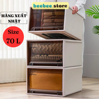   Size Cực Đại  Hộp Ngăn Kéo Xuất Nhật Size 70L Siêu To Siêu Dày Có Chốt Cửa Tiện Lợi Hộp Đựng Đồ Đa Năng Q006 Đen 
