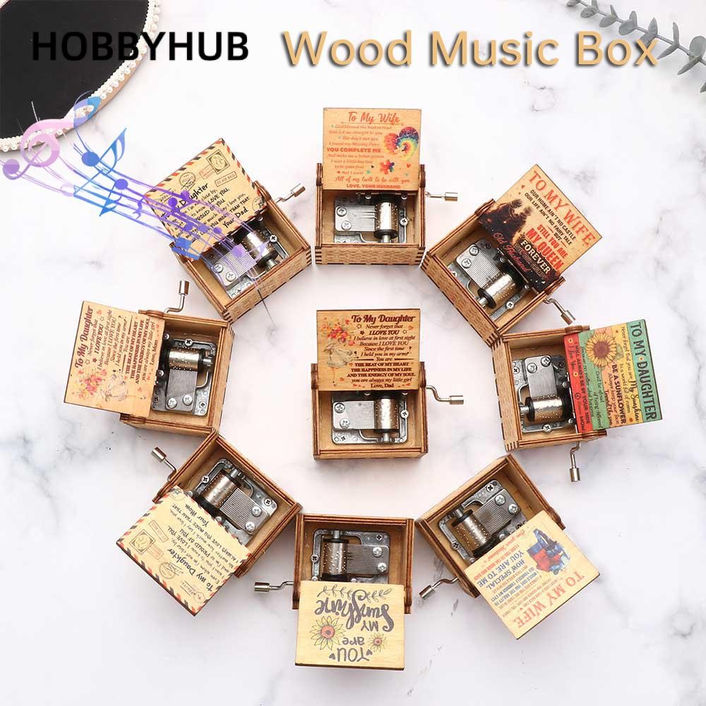 HOBBYHUB Hộp nhạc gỗ khắc chữ phát bài You are my sunshine kiểu cách cổ điển dùng làm quà tặng
