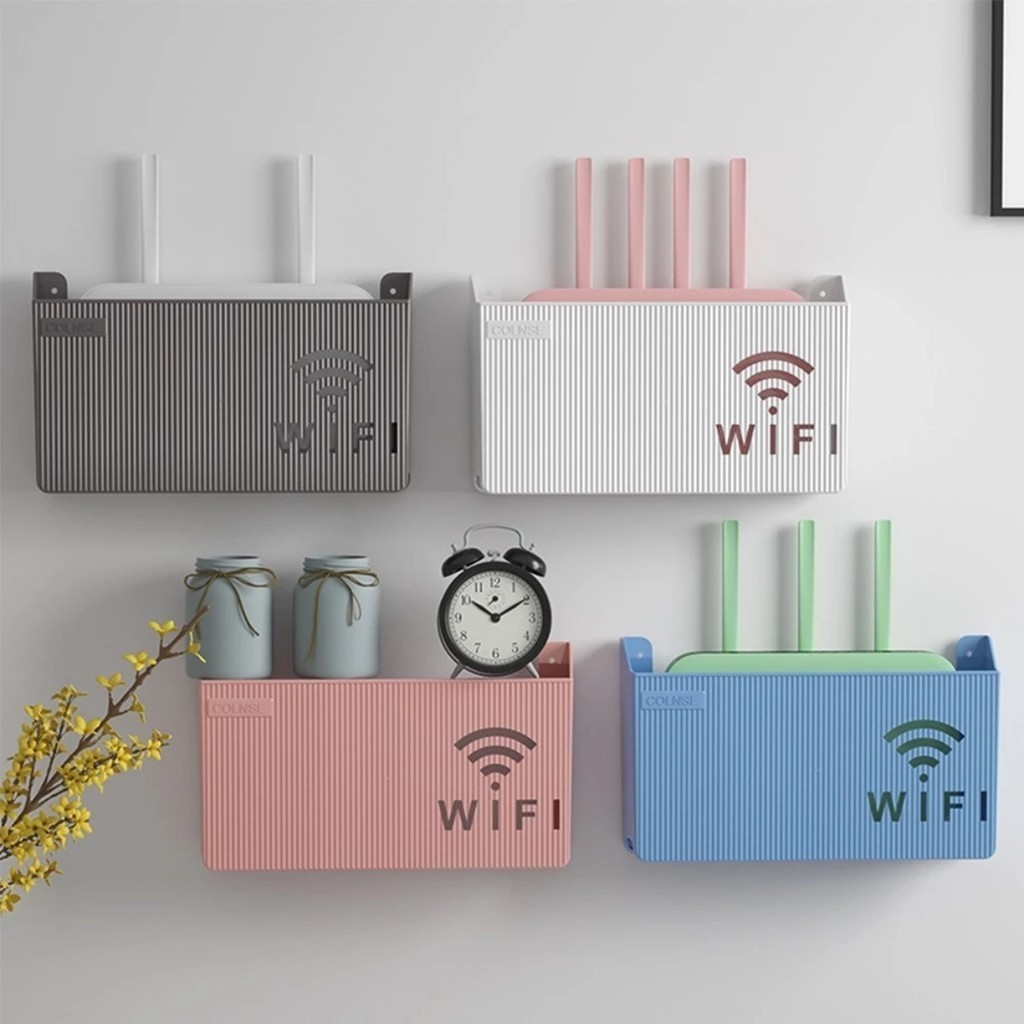 Kệ đựng wifi treo tường, Kệ wifi đặt modem, đầu kỹ thuật số, ổ cắm điện, chất liệu nhựa ABS TINTO