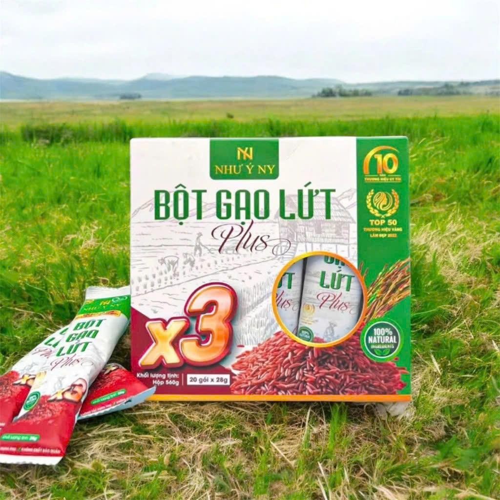 Bột gạo lứt NHƯ Ý PLUS X3 dùng thay thế cho bữa ăn hỗ trợ  lợi sữa organic 1hộp 20 gói