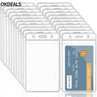 OKDEALS 1 Túi đựng thẻ kín, Hộp đựng huy hiệu thẻ ID trong suốt chống nước, Vỏ bảo vệ thẻ tên PVC dọc / ngang