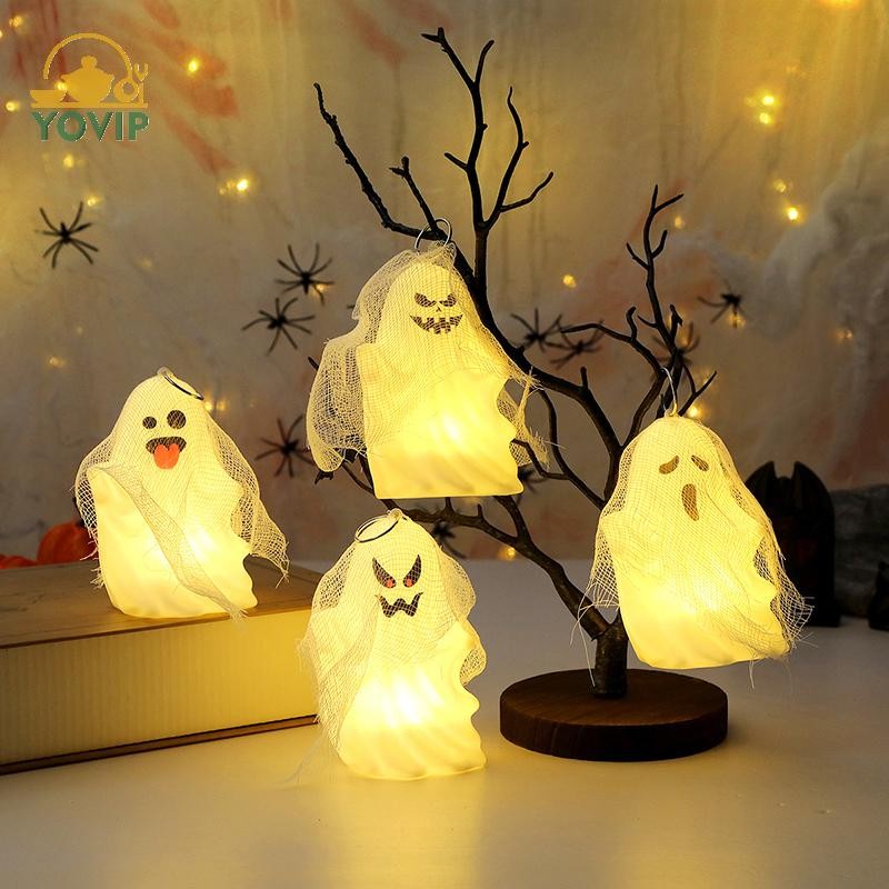 YOVIP Ma Trang Trí Halloween - Ma Trắng Với Mạng Nhện Đèn Ngủ Led Hình Ma Quái Tượng Lễ Hội Đèn T Treo Đồ Trang Trí VN