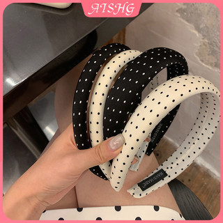  Băng đô vành rộng polka dot với dây buộc tóc đơn giản - Phụ kiện thời trang cho nữ 