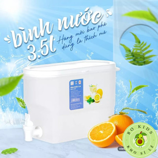 Bình đựng nước có vòi 3,5L có nắp đậy chất liệu PP bền đẹp - Bình đựng nước trà nước trái cây để trong tủ lạnh tiện lợi