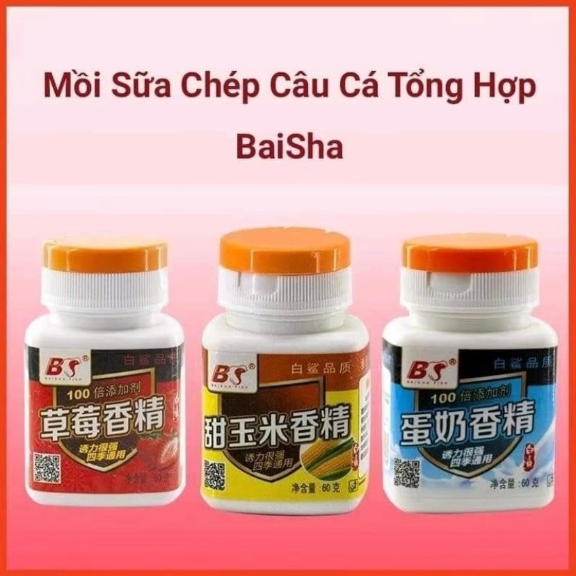 Hương liệu câu cá Baisha BS, Chuyên Câu Chép, Trắm dạng bột dụ cá ăn mồi hiệu quả