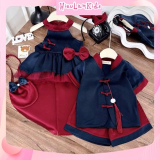 X168 - Set bộ lụa cho bé trai, bé gái mặc trung thu, lễ tết