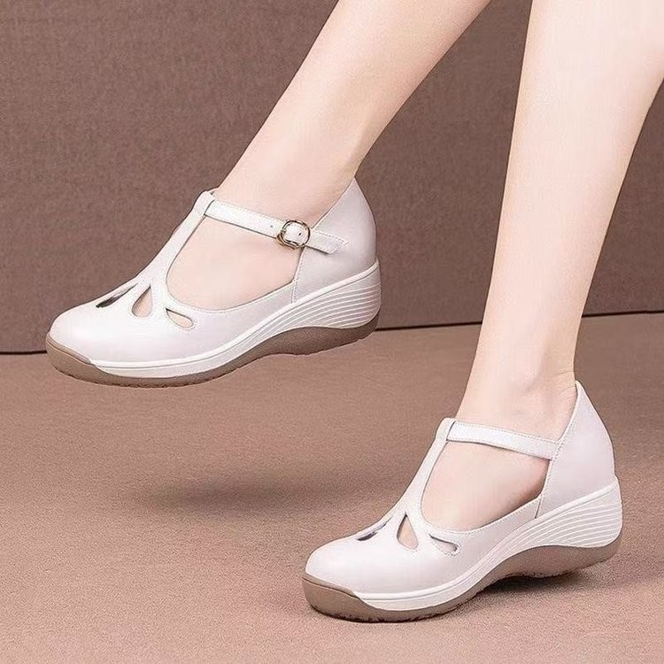 Dép Nữ Mũi Tròn Nông Miệng Flat Retro Casual Wedge Sandals Size 35-40