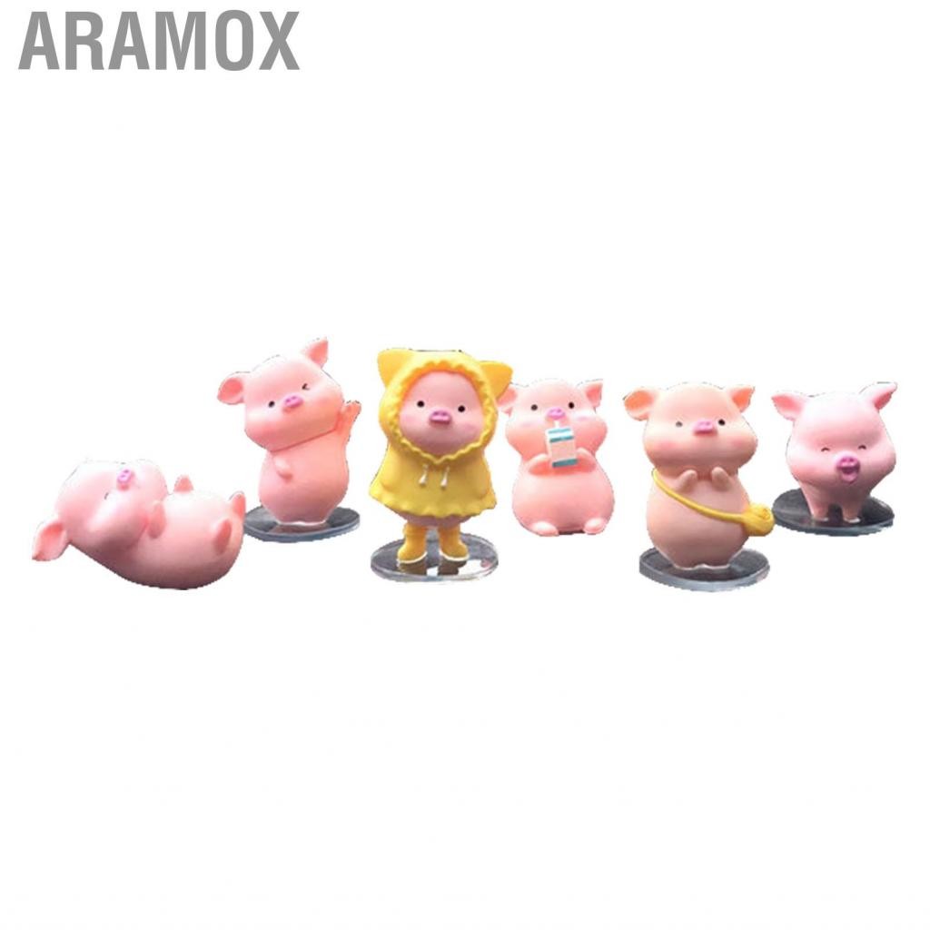 Aramox AWESO-VN Trang trí đồ trang trí Piglet Hình dạng Vật liệu nhựa Base Base cho nhà (6 Piglet)