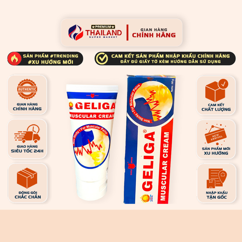 [CHÍNH HÃNG] Kem Xoa Bóp Nóng Geliga Krim Otot 60gram Indonesia (Dạng Tuýp/Chất Kem)