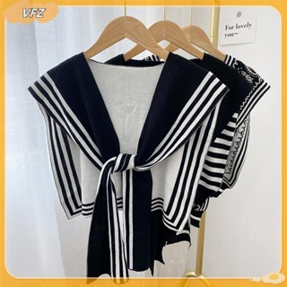  Louislifecool Phong Cách Hàn Quốc Thời Trang Dệt Kim Khăn Choàng Áo Sơ Mi Vai Sọc Cổ Giả Phong Cách Retro Khăn Nữ Phụ Kiện Mới 