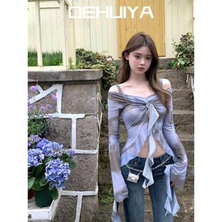 DEHUIYA áo sơ mi nữ áo kiểu hàn quốc thanh lịch độc đáo Tối giản dramatic WCS2450RI4 28Z240707