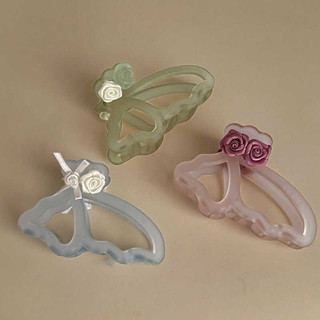 Thời trang nữ retro rỗng dễ thương acrylic nơ hoa hồng kẹp tóc