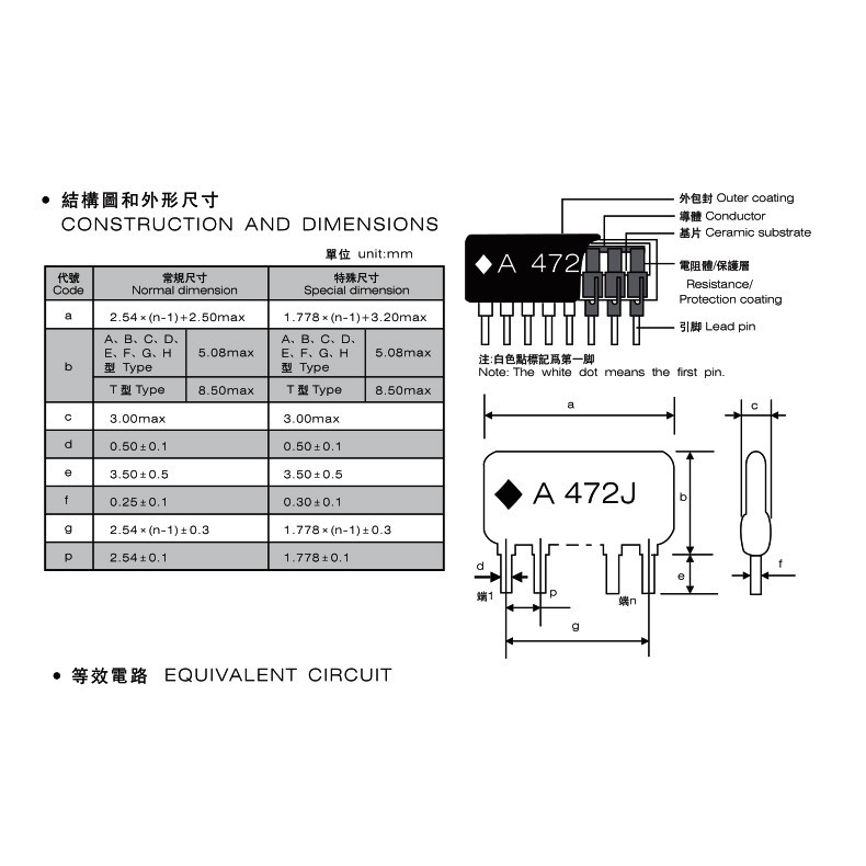 Điện trở 9 chân 9P A103J A102J A472J 4.7K 1K 10K 2K 3K 6,8K 3.3K 2.2K 330R 470R 510R 680R 5.1K 1.5K 