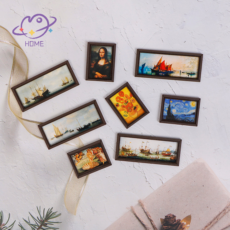 [mayhome] Nhà búp bê Khung ảnh thu nhỏ Oil Paing Wall Paing Phụ kiện nội thất {TH}