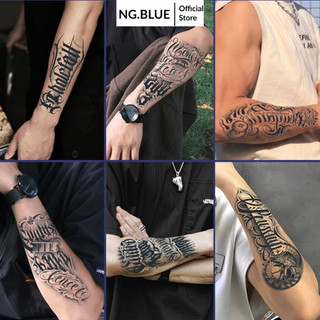  Hình xăm dán tạm thời giả tattoo kín full bắp tay bắp chân nam 9X22 cm chữ tiếng anh ngầu đẹp chống nước lâu trôi 