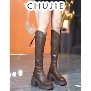 CHUJIE giày nữ boot cao cổ nữ bốt cao cổ Kiểu dáng độc đáo Đa năng Phối màu tinh tế Mềm mại FSX241057Z 29Z240720