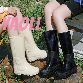 YAOLI Giày dép lady chiều cao vừa đơn giản giày dép chống trượt và chống thấm nước ủng mưa