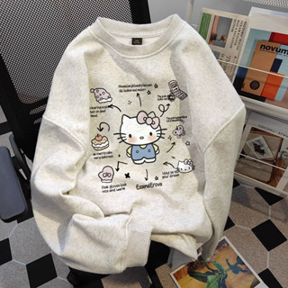 Áo sweatshirt nữ Xám form rộng mùa hè áo khoác xinh Hello Kitty in hình 100% cotton local brand Y1409