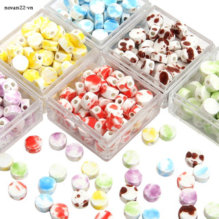 4x8mm / 5 Chiếc Gốm Hào Quang Nhuộm Hạt Tròn Bánh DIY Handmade Vòng Cổ Vòng Tay Phụ Kiện Trang Sức