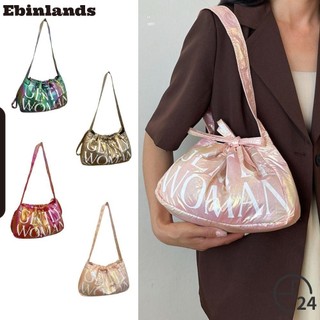 Túi Bánh Bao EBINLANDS, Túi Đeo Vai Dung Tích Lớn In Chữ, Túi Tote Nữ