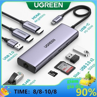 Ugreen bộ chuyển đổi usb c hub 4k 60hz type c sang hdmi 2.0 rj45 usb 3.0 pd 100w cho macbook air pro ipad pro m1 pc