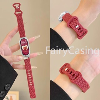 Silicon Thích Hợp Cho Xiaomi Band 9 8 7 NFC Dây Đeo Tay Da Họa Tiết Hình Dạng Thời Trang Thể Thao Đồng Hồ Cho Miband 5 6 4 3 NFC Dây Đeo