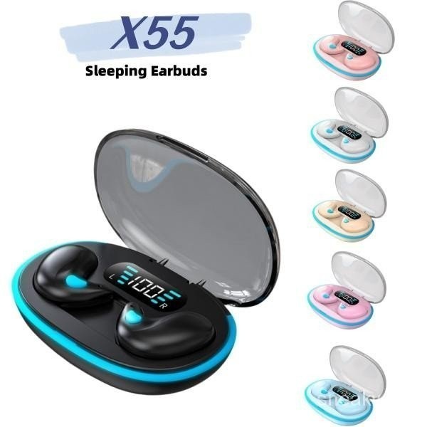 Tai nghe BT5.0 chống nước GIZMO IPX5 / Tai nghe không dây ngủ vô hình Mini X55 / Tai nghe Bluetooth thể thao / Tai nghe nhạc âm thanh nổi / Tai nghe Bluetooth sạc không dây có hộp