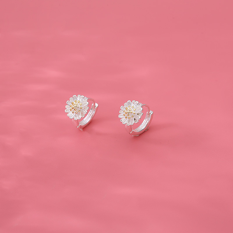 Bông Tai Vòng Hoa Cúc Cho Nữ Xuyên Bông Tai Bộ Cho Trẻ Em Bông Tai Bạc Bộ Hàng Ngày Phong Cách Ngọt 