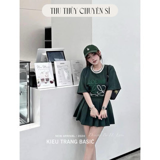 Sét bộ cv xếp ly chữ love xanh lá