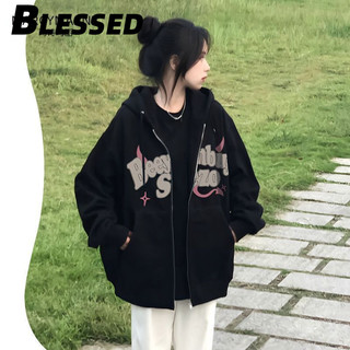 Blessed Áo Khoác hoodie áo khoác nữ zip hoodie cổ xưa Durable Thông thường Phong cách WWY23B01RC 34Z240818