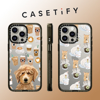 Casetify Cà Phê Chó Mèo Trong Suốt Chống Sốc Acrylic Ốp Lưng Điện Thoại iPhone 15 Pro Max 14 Plus 13 ProMax 12 12Pro Chống Sốc Điện Thoại Mềm viền Bảo Vệ Cứng