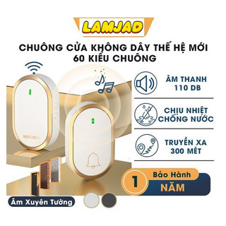 Chuông Cửa Không Dây Thông Minh Truyền Xa 300m Cực Nhạy Xuyên Tường Chống Nước Không Dùng Pin
