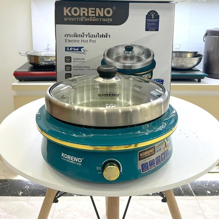Chảo điện đa năng KORENO công suất 1800W, nồi nấu lẩu Koreno 5 lít, chính hãng bảo hành 12 tháng