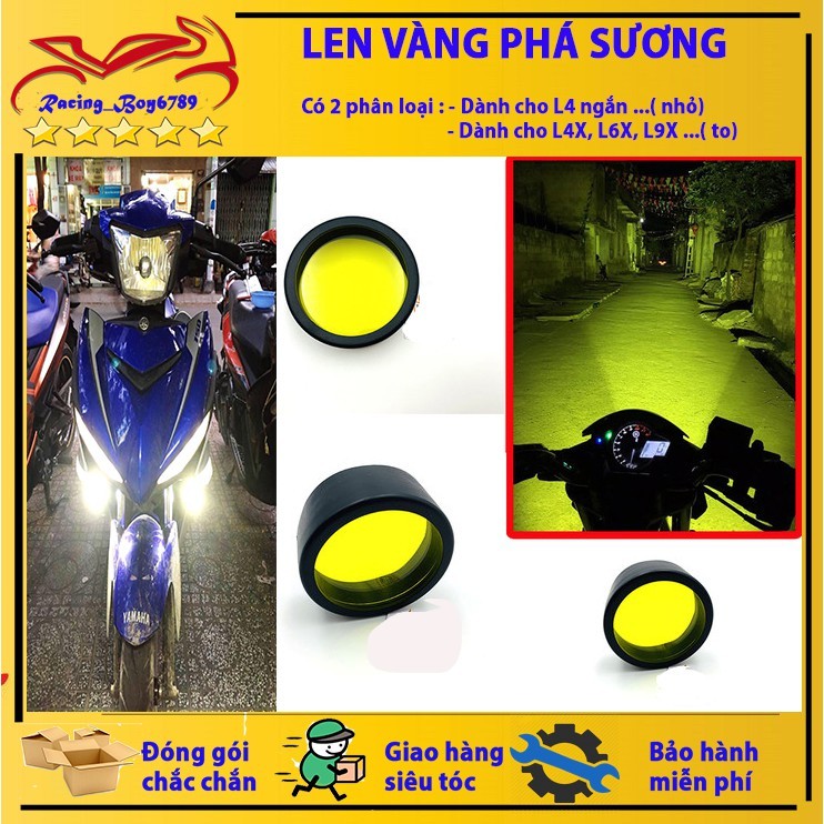 Chụp len vàng phá sương L4 ngắn, L4 moto, L4x, giá 1 cái