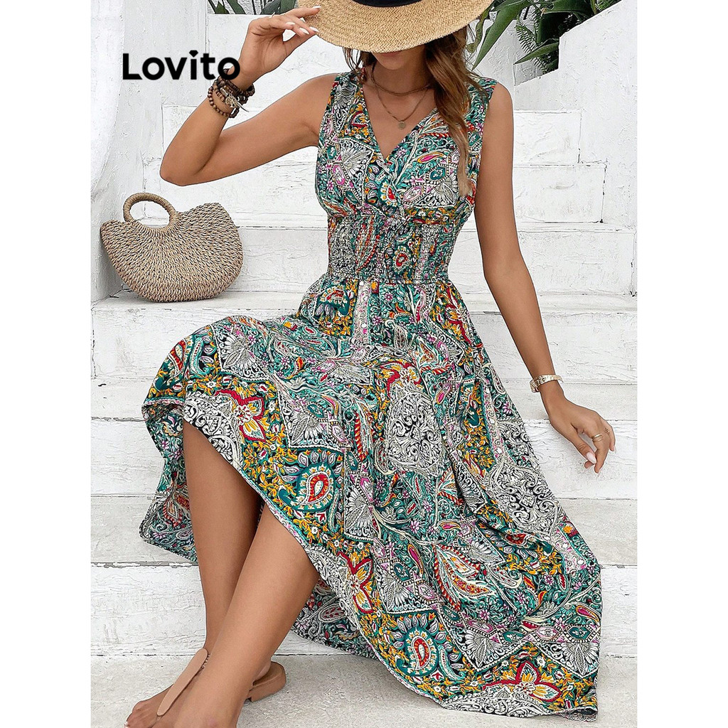 Lovito Váy quấn in họa tiết bộ lạc thông thường dành cho nữ LNL68002