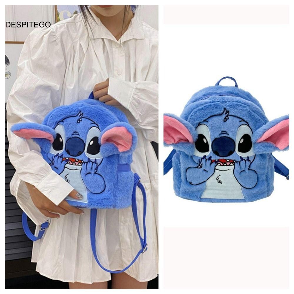 Stitch Sang Trọng Ba Lô, Anime Dây Kéo Sang Trọng Ba Lô, Mềm Mại Có Thể Điều Chỉnh Dây Đeo Vai Túi Dung Tích Lớn Hoạt Hình Schoolbag Nữ