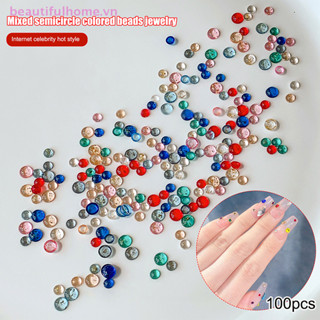 [Beautifulhome] 100 Chiếc Lấp Lánh Mặt Sau Bằng Kim Cương Tròn Màu Hỗn Hợp Nhựa Móng Tay Nghệ Thuật Kim Cương Giả Trang Trí Đồ Trang Trí Làm Móng Tay [Làm Đẹp]
