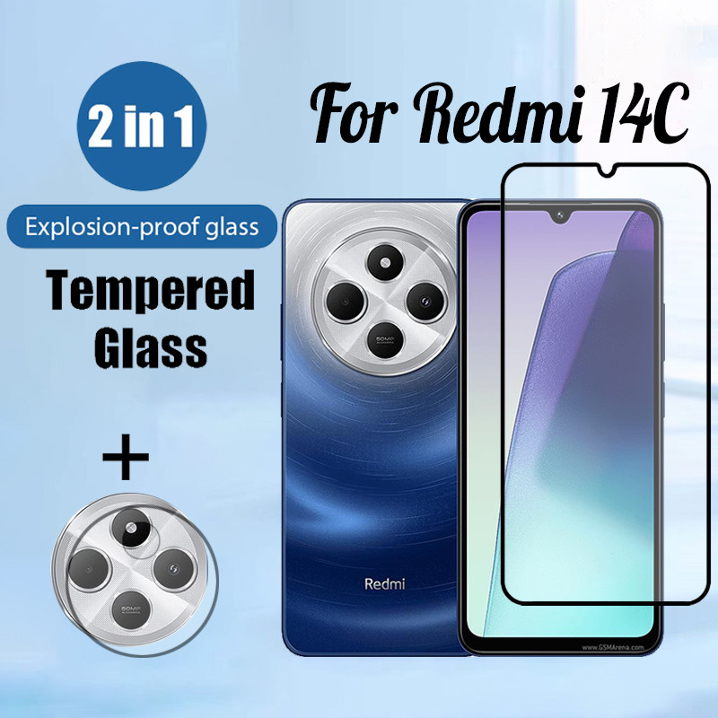 Redmi 14C 2 trong 1 Kính Cường Lực Bảo Vệ Màn Hình Cho Xiaomi Redmi 13C 12 A3 Note 13 Pro 4G 5G 9D Kính Bảo Vệ Phim Với Ống Kính Máy Ảnh Phim