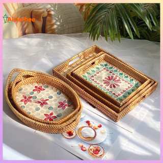 Aislerbee Wicker Khay Trái Cây Hình Bầu Dục Dệt Chặt Mây Dệt Tay Lưu Trữ Wicker Khay Phục Vụ Cho Ký Túc Xá