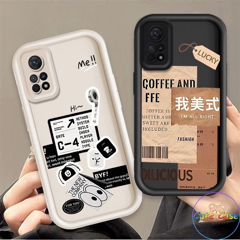 Ốp Lưng Cho Redmi Note 11 4G / Redmi Note 11S 4G Phim Hoạt Hình Chính Hãng Silicon Mềm Đáng Yêu Vỏ Điện Thoại TPU Xu Hướng Phía Sau Thẻ Chữ May Mắn Cặp Đôi Mắt Thiên Thần Ốp Lưng Chống Sốc