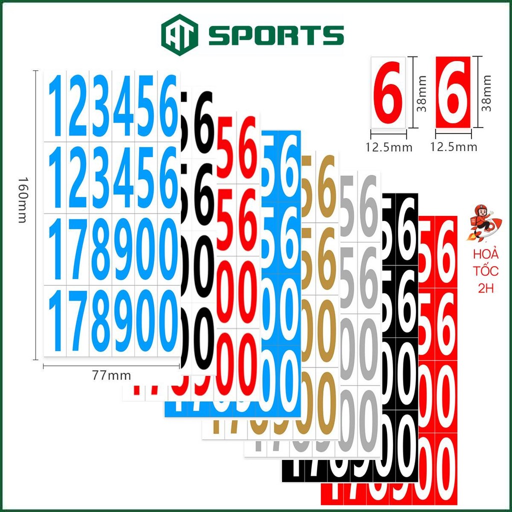 Decal Dán Số Từ 0 đến 9 (3.8cm*1.25cm) Không Thấm Nước Dẻo Dai - Tem Số Dán Đánh Số Đồ Dùng