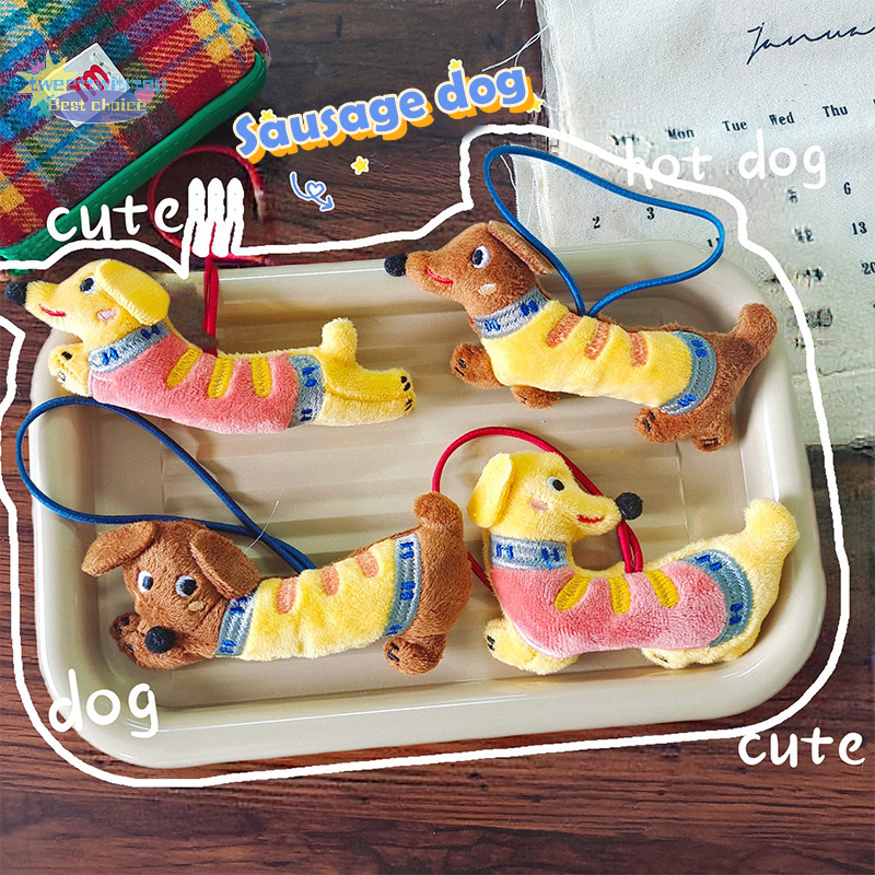 Trtop Kawaii Dachshund Sang Trọng Búp Bê Hoạt Hình Nhồi Bông Chó Con Móc Khóa Mặt Dây Chuyền Ba Lô Quyến Rũ Túi Đáng Yêu Treo Trang Trí Trẻ Em Quà Tặng VN