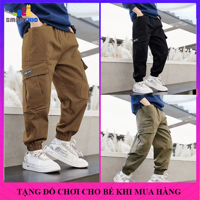 [18-52kg] Quần kaki túi hộp thời trang cho bé trai size nhỡ đại 18-52kg, quần dài kaki bé trai mẫu P